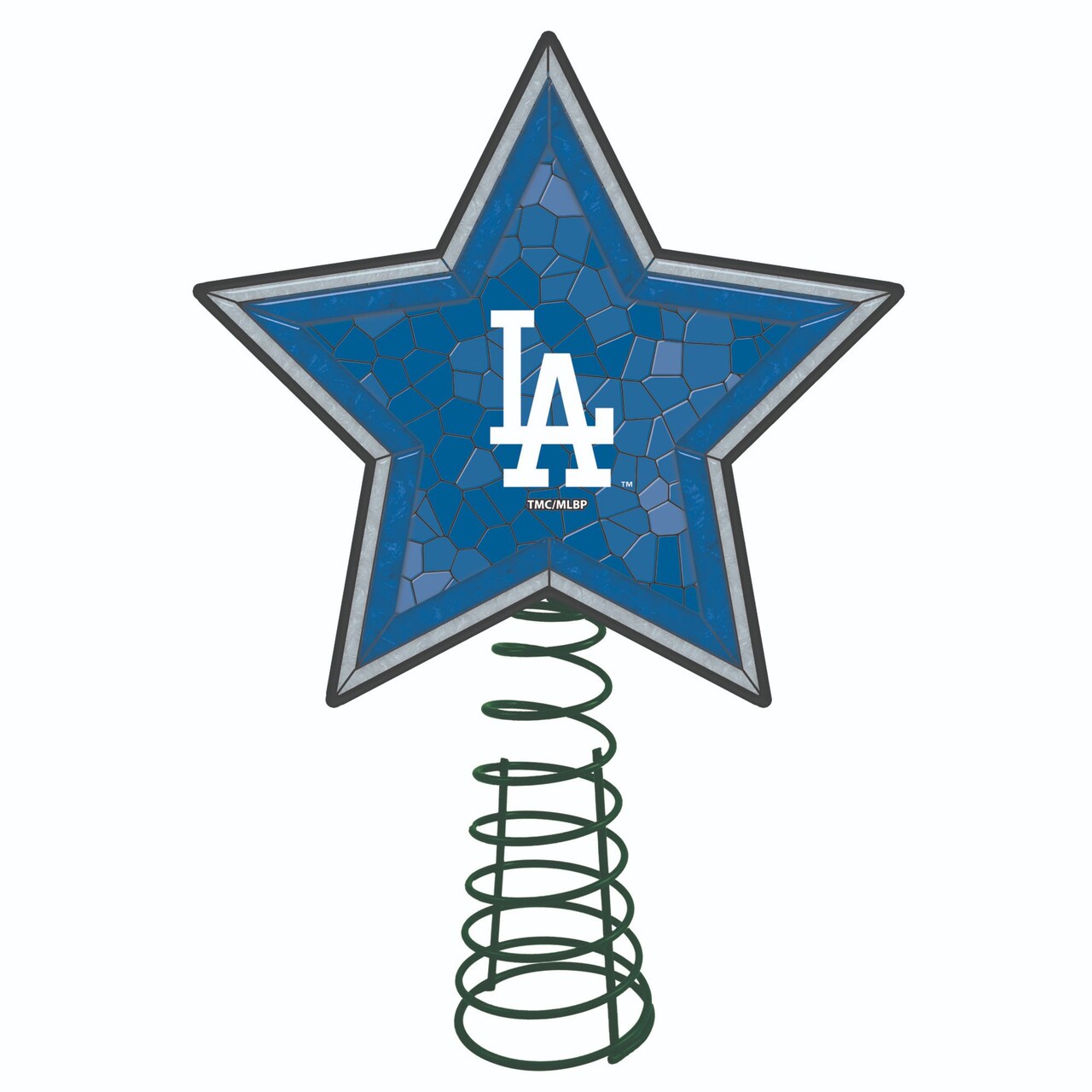 The Memory Company 10" Lighted Blue and White Star MLB Los Angeles Dodgers Christmas Tree Topper